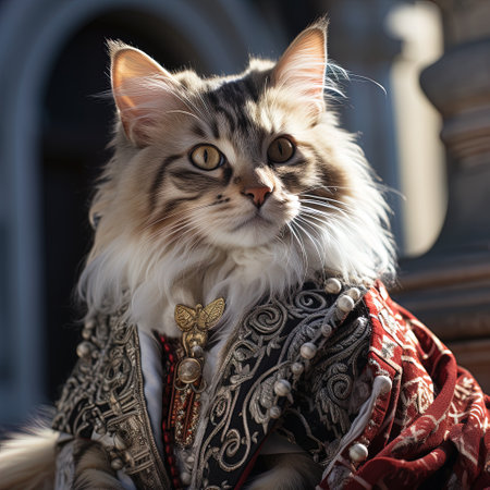 Fashionable bengal cat wearing stylish sunglasses and leather jacket. AI generativeの素材