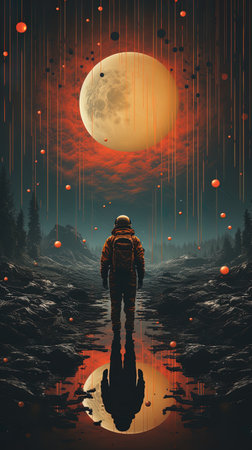 Astronaut in outer space. 3D illustration. Fantasy. AI Generativeの素材