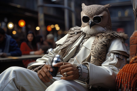 Parisian man with binoculars in Parisの素材