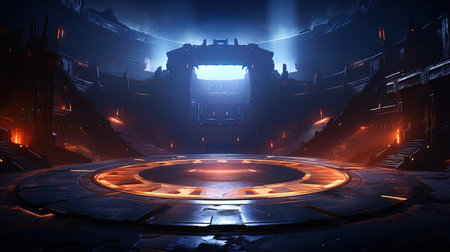 Futuristic sci-fi background with empty stage.の素材