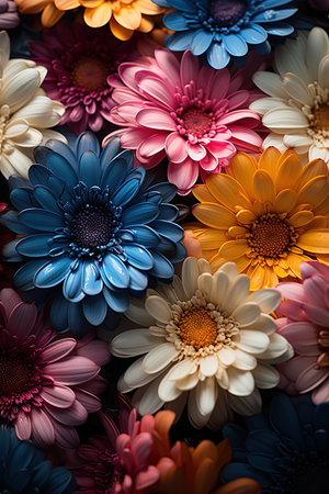Colorful chrysanthemum flowers as a background, closeupの素材