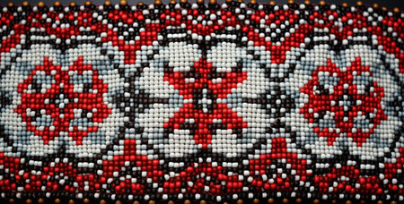 Embroidery ornament made of beads. 3D rendering.の素材