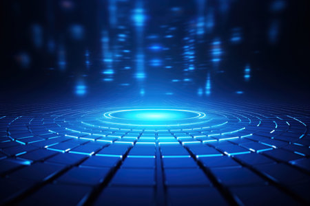 abstract technology background, glowing lines in the dark, 3d renderの素材