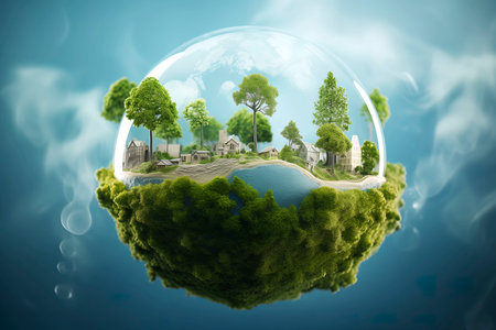 Little planet earth with green trees. Ecology concept.の素材