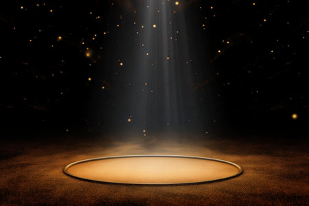 Stage with spotlights and space for your text, 3d renderの素材