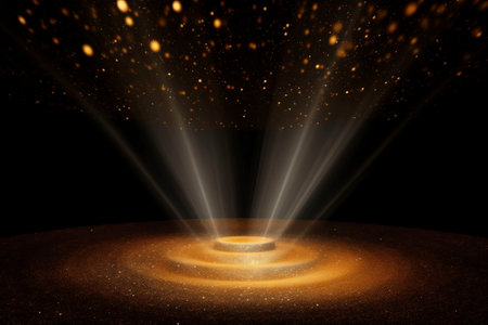stage lighting effect with spotlights on a dark background. 3d renderingの素材