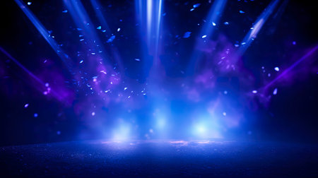 Stage Spotlight with Laser rays and smoke, Stage Spotlight on Stage Background.の素材