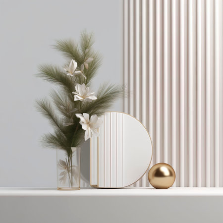 3d render, abstract geometric background, minimal design, white and gold colorの素材