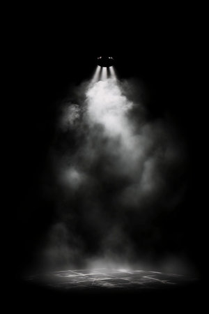 White smoke on a black background. 3D rendering, 3D illustration.の素材