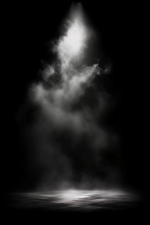 White smoke on a black background. Abstract background.の素材