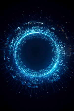 Abstract technology background. luminous swirling. Elegant glowing circle.  Sparking particle. Space tunnel. Colorful ellipse. Glint sphereの素材