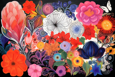 floral background with place for your text. Hand-drawn illustrationの素材