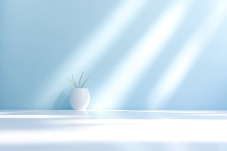 White vase with plant on a blue wall. 3d renderingの素材