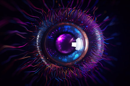 Abstract image of human eye with glowing iris. 3D renderingの素材
