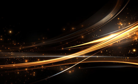 Abstract light trails. Abstract background with glowing lines and space for text.の素材