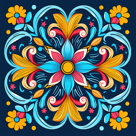 Floral pattern in ethnic style. Hand drawn vector illustration for your designの素材