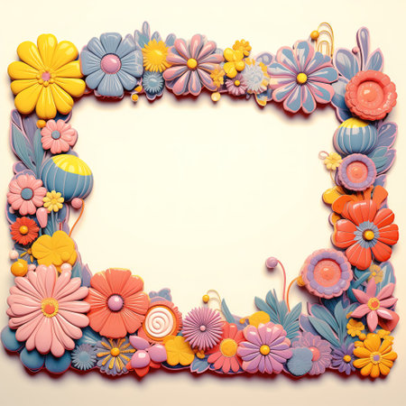 Vintage floral frame with flowers and leaves. EPS 10 vector file includedの素材