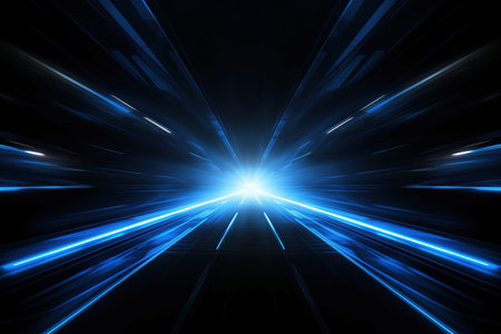 Abstract background with blue lights and stripes. Fractal art.の素材