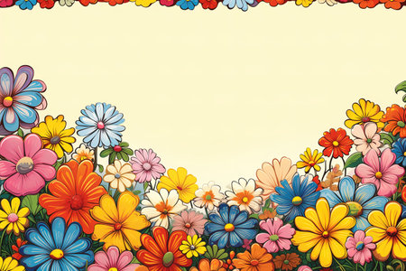 Colorful floral background with daisies and chamomilesの素材