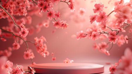 Podium and cherry blossom for product display,の素材