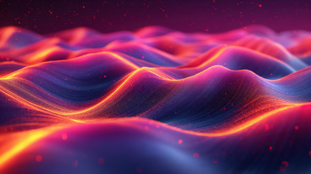 3d rendering of abstract wavy background with glowing particles. Futuristic technology style.の素材