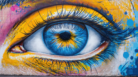 Close up of a beautiful woman's eye with art make-up.の素材
