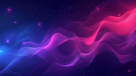 Abstract background with dynamic waves. Vector illustration. Purple and pink colors.の素材