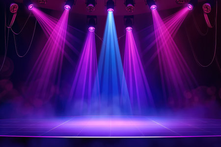 Stage Spotlight with Laser rays. Stage background. Vector Illustration.の素材