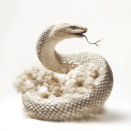 snake on a white background, 3d illustration, viperの素材