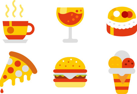 Set of fast food icons. Vector illustration in flat design style.のイラスト素材