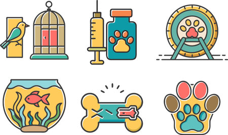 Pet shop icons set. Flat illustration of 9 pet shop icons for webのイラスト素材