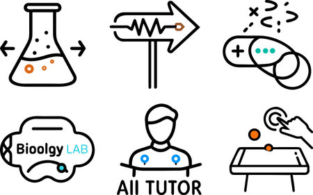 vector illustration of black and white icons for education, science, chemistryのイラスト素材