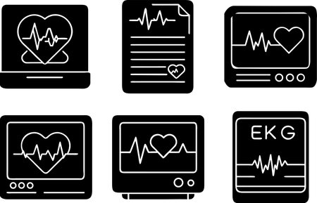 Heartbeat icon set isolated on white background. Vector illustration. Eps 10.のイラスト素材