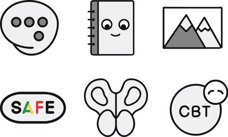 Illustration of a set of simple and cute icons of various shapesのイラスト素材