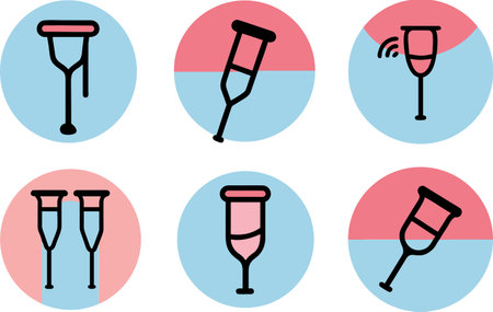 Crutches icon set. Vector illustration of crutches icons.のイラスト素材