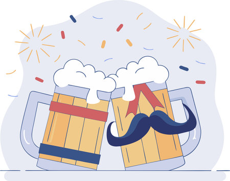 Mugs of beer design, Pub alcohol bar brewery drink ale and lager theme Vector illustrationのイラスト素材