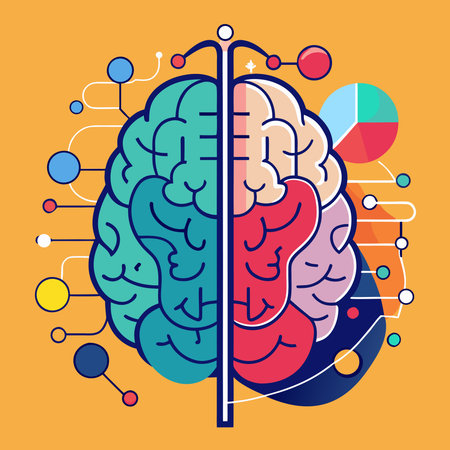 Human brain and neural network. Artificial intelligence concept. Vector illustration.のイラスト素材