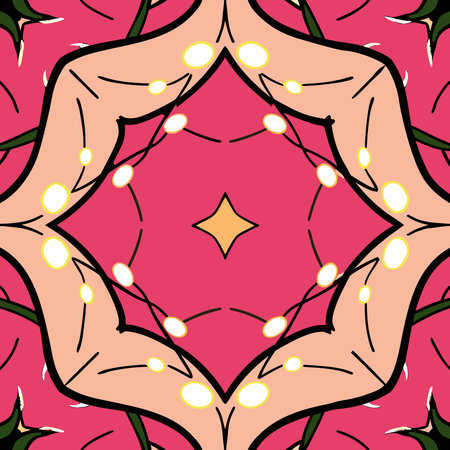 Mandalas background. Red, pink. Petal. Vector illustration.のイラスト素材
