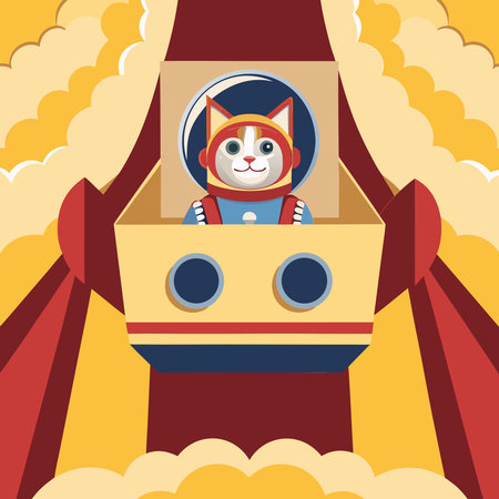 Cute astronaut in a rocket. Vector illustration. Cartoon style.のイラスト素材