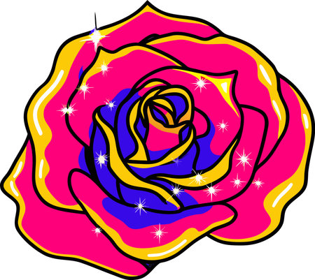 Illustration of a rose with stars and space for your text.のイラスト素材