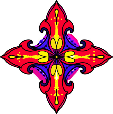 Colorful abstract ethnic pattern. Vector illustration ready for vinyl cutting.のイラスト素材
