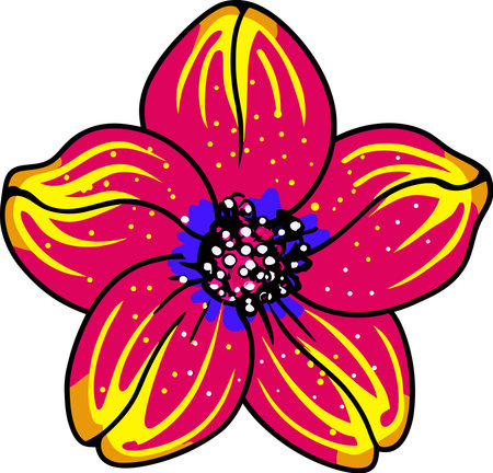 Illustration of a stylized pink flower on a white background.のイラスト素材
