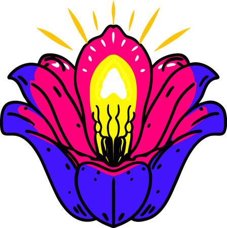 Illustration of a flower with a colorful pattern on a white backgroundのイラスト素材