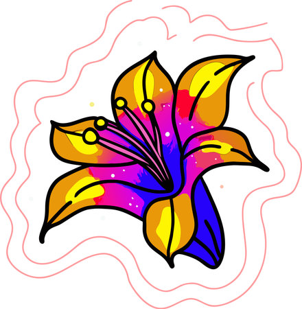 Lily flower. Hand drawn vector illustration isolated on white background.のイラスト素材