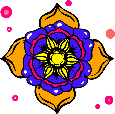Illustration Featuring a Colorful Flower Arranged in a Circular Patternのイラスト素材