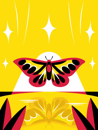 Butterfly design over yellow background, vector illustration.のイラスト素材