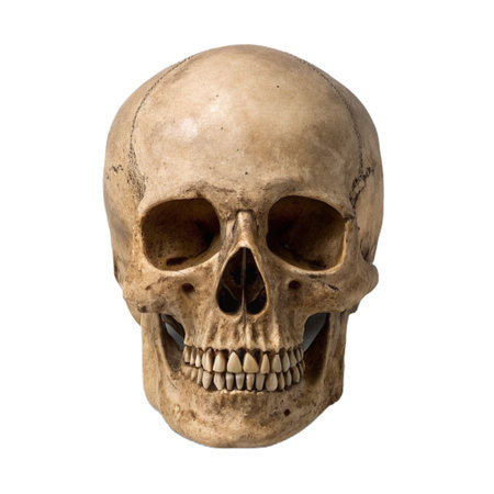 Human skull isolated on white background with clipping path. Front view.の素材