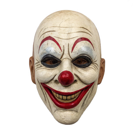 Clown face isolated on white background with clipping path. Studio shot.の素材