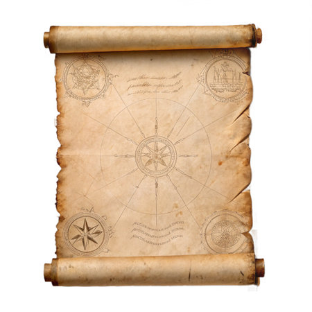 Ancient map isolated on a white background. Clipping path included.の素材