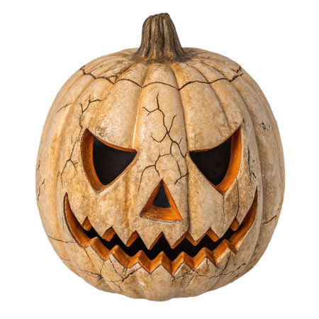 Halloween pumpkin isolated on white background. Clipping path included.の素材